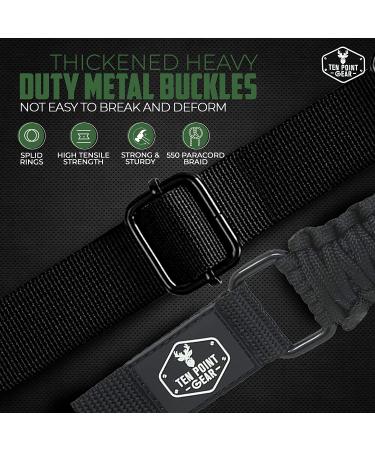Ten Point Gear Traditional Sling | 2 Points 550 Paracord | Adjustable w/Swivels and Clips | Outdoor & Hunting Use | Multiple Color Options | Survival Essential (Black) - Buy Online on GoSupps.com