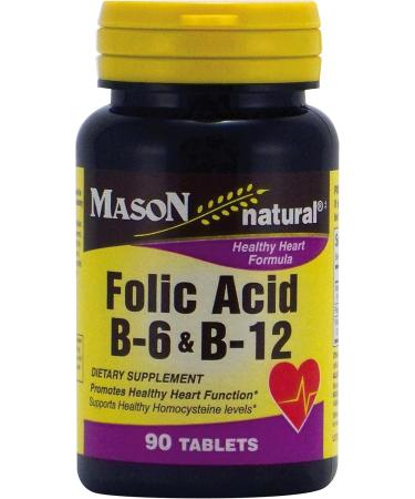 Mason Vitamins Folic Acid B-6 & B12 Heart Health Formula 90 Tablets per Bottle Pack of 4 Total 360 Tablets - Buy Online on GoSupps.com