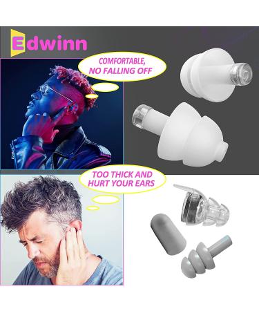 Edwinn Ear Plugs - 3 Pairs Invisible Noise Cancelling Ear Plugs for High Fidelity Hearing Protection - Ideal for Concerts, Raves, Motorcycles, Work - White - Buy Online on GoSupps.com