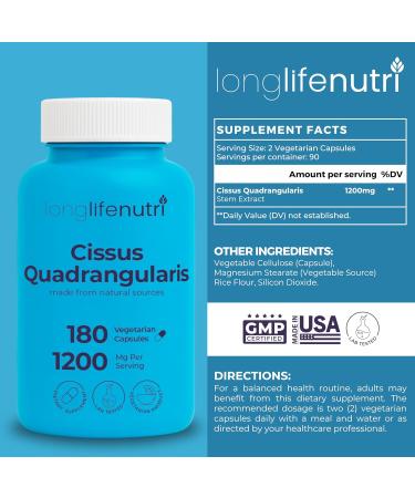 Cissus Quadrangularis Extract Capsules - Joint and Tendon Support Supplement | Reduce Pain & Promote Bone Health | 180 Vegetarian Pills - Buy Online on GoSupps.com