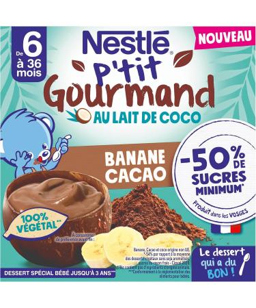Nestl P'tit Gourmand Vegetal Banana Cocoa - From 6 Months - 4x90g - Buy Online on GoSupps.com
