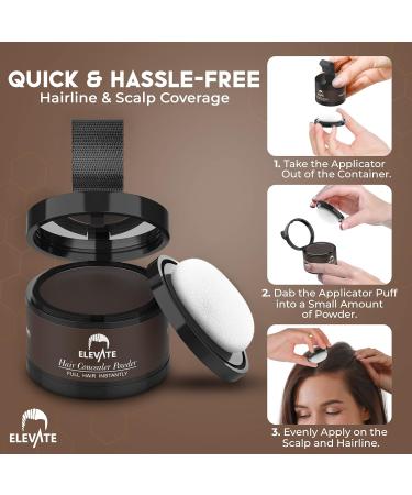 ELEVATE Hair Line Powder - Instant Hair Loss Concealer Root Touch Up & Gray Coverage for Men & Women - Dark Brown - Buy Online on GoSupps.com
