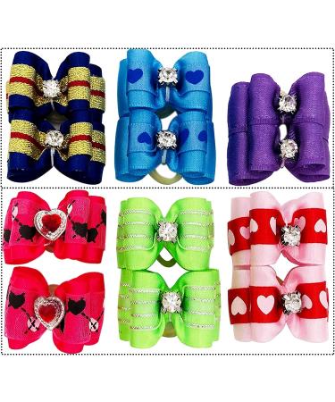 JpGdn 50pcs Small Dog Hair Bows with Rhinestones & Rubber Bands | Puppy Grooming Accessories | Color Random | Pet Topknot Bowknots - Buy Online on GoSupps.com