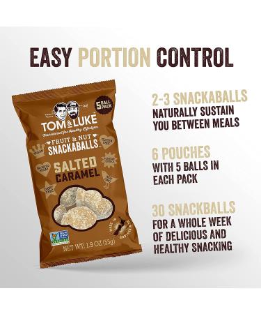 Tom & Luke Salted Caramel Snackaballs | Vegan Healthy Snack Alternative | Gluten Free | Dairy Free | No Added Sugar | Non-GMO | 1.9 oz (Pack of 8) - Buy Online on GoSupps.com