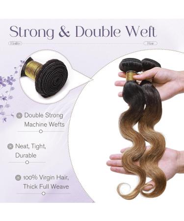 Body Wave Brazilian Hair Bundles 7A Virgin Human Hair Extensions 18 #1BT27 Natural Black Ombre Dark Blonde - Buy Online on GoSupps.com