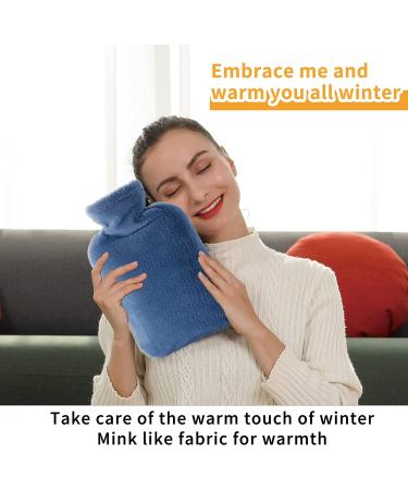 Samply 2L Hot Water Bottle with Blue Furry Cover - Hot Water Bag for Comfort and Relief - Buy Online on GoSupps.com