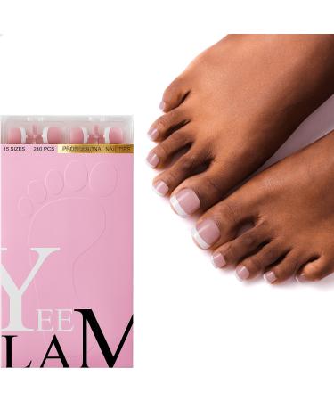 Toe Nail Press Ons 240 Pcs Short French Tip Press on Toenails Berry Pink Square Shape Matte Toe Nail Tips Soft Gel Press On Nails Toes Affordable Luxury Press On Toenails for Women A2 Berry Pink