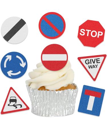 Edible Wafer Road Traffic Signs Pre-Cut Cupcake Toppers - 24pc - Buy Online on GoSupps.com