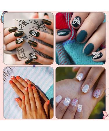 20pcs Butterfly Nail Charms - 3D Metal Alloy Gems for Nail Art - Shiny Crystal Decorations for Girls and Women in Silver - Buy Online on GoSupps.com