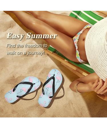 Shop Mnsruu Pink Flamingo Blue Flip Flops | Stylish Sandals & Slippers for Men & Women XS Multicolored for Home Spa & Travel - Buy Online on GoSupps.com