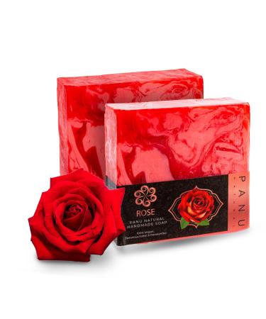 Panu soap rose - vegan shower soap for all skin types - natural soap as a fixed shower gel and solid shampoo - Premium soap bar - Natural shower chunk as a fixed shower gel Rose 110 g (1 Pack)