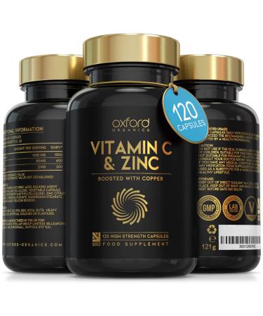 Vitamin C and Zinc Capsules 1200mg Vitamin C Boosted with 40mg Zinc & 2mg Copper per Serving | 120 High Strength Vegan Capsules | Balanced VIT C and Zinc Supplements for Women & Men | Made in The UK - Buy Online on GoSupps.com