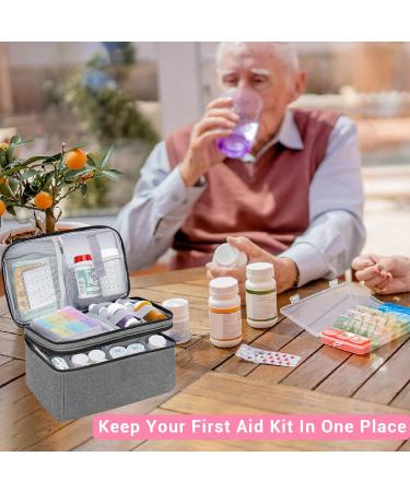 Buy Gray Medicine Organizer & Storage Bag - Family First Aid Box for Emergency Meds Supplements Travel | Pill Bottle Organizer - Buy Online on GoSupps.com