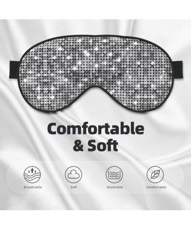 Silver Sequin Eye Mask - Soft Adjustable Sleep Mask for Comfort | Unisex Black Sleeping Mask - Buy Online on GoSupps.com