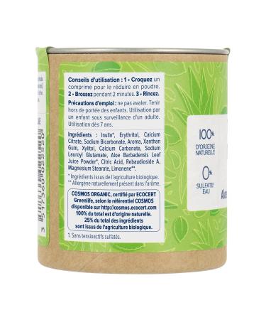 Natessance Organic Toothpaste Tablets - Aloe Vera & Menthol | 100% Recyclable | Bio Cosmos Certified | 80 Tablets Mint - Buy Online on GoSupps.com