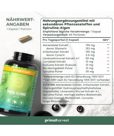 Primal Cleanse Body Pure - 60 Vegan Capsules | Spirulina Detox | Lab-Tested in Germany - Buy Online on GoSupps.com
