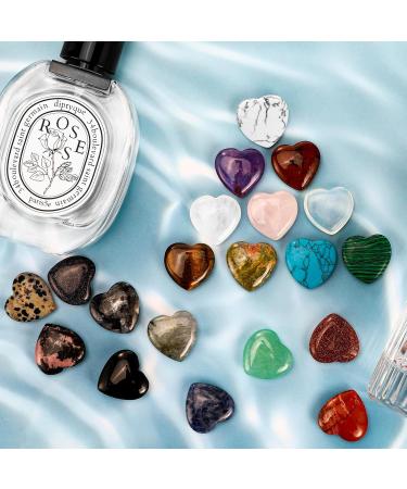 20PC Heart Crystal Gemstones Set - Natural Colorful Chakra Stones for Reiki & Energy Healing - Bulk Palm & Thumb Stones - Buy Online on GoSupps.com
