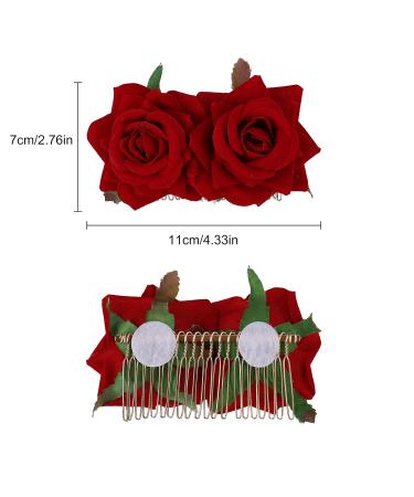 Maoxintek Rose Flower Hair Clips for Weddings | Artificial Hairpins & Brooches for Brides & Flamenco Dancers - Set of 2 - Buy Online on GoSupps.com
