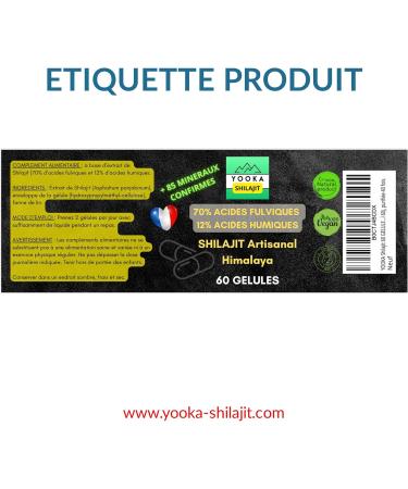 YOOKA Shilajit 60 units natural ARTISANAL PURE GOLD. 70% FULVIC ACID laboratory test guaranteeing +85 minerals 12% humic acid. Sun drying 60d purified 40 times. French company. - Buy Online on GoSupps.com