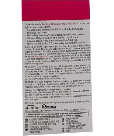  Country Life Realfood Organics Women's Daily Nutrition Multivitamin - 60 Easy-To-Swallow Tablets  - Buy Online on GoSupps.com