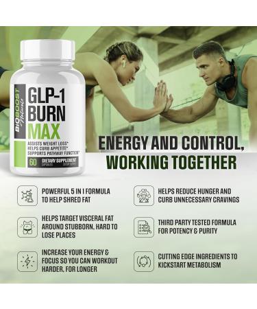 GLP-1 Burn MAX | Weight Loss Pills for Women & Fat Burner for Men + Appetite Suppressant & Energy Supplement | 3rd Party Tested Formula | 5 Powerful Ingredients - 60 Capsules to Lose Weight - Buy Online on GoSupps.com
