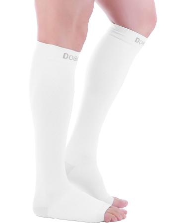 Doc Miller Open Toe Compression Socks - 30-40 mmHg Toeless Support for Circulation & Recovery Medical Grade Knee High Socks for Men & Women X-Large Size - Ideal for Shin Splints & Varicose Veins - Buy Online on GoSupps.com