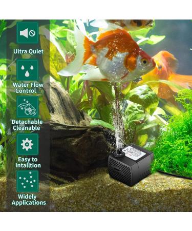 Number-One Submersible Water Pump 90GPH(350L/H 4W) Water Fountain Pump Portable Water Pump Submersible Pump with 5.9ft Power Cord 2 Nozzles for Fish Tank Aquarium Statuary Hydroponics - Buy Online on GoSupps.com