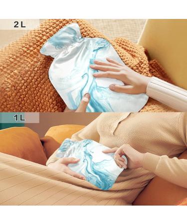 Blue Marble Hot Water Bottle with Cover - 2L for Pain Relief & Cramps Relief | International Shipping Available - Buy Online on GoSupps.com