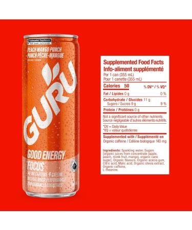 GURU Organic Energy Drink | Variety Pack 355ml | Feel Great and Stay Focused Longer with Plant-Based Energy Natural & Organic Ingredients Low Calories and Great Taste | (Pack of 12)  - Buy Online on GoSupps.com