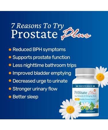 Prostate Plus Supplement for Men - Prostate Health Supplement for Night Time & Daytime Urination - Saw Palmetto for Men - Stinging Nettle Root Extract Capsules with Chamomile - 120 Capsules, 1 Pack - Buy Online on GoSupps.com