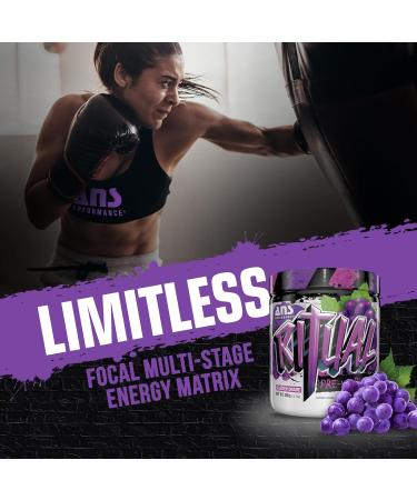 ANS Performance Ritual Pre Workout (30 servings 12.7 oz) - Complete Preworkout Formula - Energy Focus & Strength - Increase Power Output & Workout Volume - Endurance & Stamina (Grape) - Buy Online on GoSupps.com
