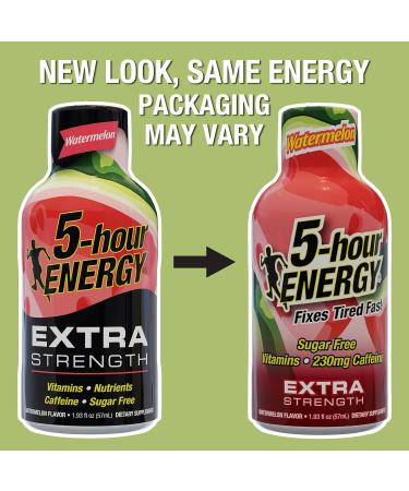 5-hour ENERGY 230mg Caffeinated Energy Shot - Watermelon - Extra Strength - Pack of 24 - 1.93 Oz. - Buy Online on GoSupps.com