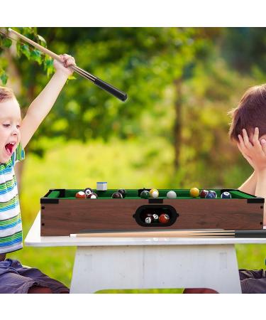 Mini Tabletop Pool Set- Billiards Game Includes Game Balls  Sticks  Chalk  Brush and Triangle-Portable and Fun for the Whole Family by Hey! Play!  green  12.2x20.2x3.5  (15-3152) Mini Billiards - Buy Online on GoSupps.com