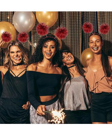 WLLHYF Foil Strips Pom Pom Headband Tinsel Fashion Headband Fluffy Ball Hair Loop Cosplay Hair Accessories for Women Girls Christmas Party Birthday Red - Buy Online on GoSupps.com