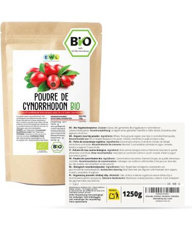 Poudre de cynorrhodon bio 1000 g + 250 g extra XXL - Poudre de cynorrhodon moulue enti re - Culture contr l e - Contr le et mise en bouteille en Allemagne - Buy Online on GoSupps.com
