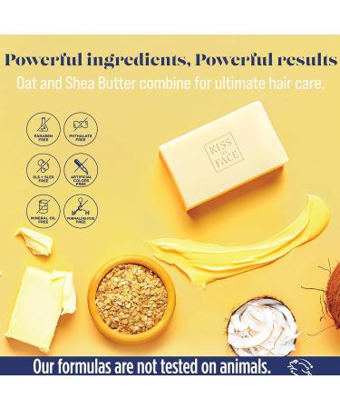 Kiss My Face 2-in-1 Shampoo & Conditioner Bar - Cruelty-Free Hydrating for Dry Hair with Oat & Shea Butter - 113g International Shipping - Buy Online on GoSupps.com