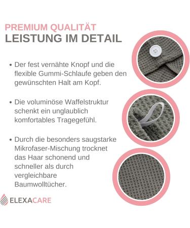 Elexacare Haarturban - 2-Piece Microfiber Turban Towel Set (Anthracite/Dark Gray) for Long Hair - Buy Online on GoSupps.com