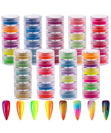 Duufin 54 Colors Pigment Nail Powder Colorful Luminous Powder Iridescent Glitter Pearlescent High Gloss Nail Powder Halo Powder Nails Pigment for Nail Art, Body and Craft Bright - Buy Online on GoSupps.com