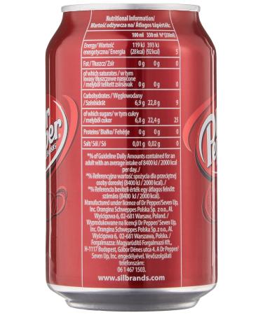 Buy Dr. Pepper 24 x 330 ml - International Shipping of Fizzy Soft Drink with Unique Fruit Flavor Mixes - Buy Online on GoSupps.com