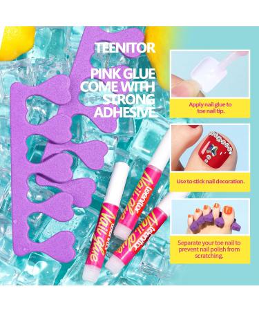 Teenitor White Press-On Toenails for Women - 120pcs Acrylic Toenail Kit with Glue | Square Fake Toenail Tips for Missing Toenails - Buy Online on GoSupps.com