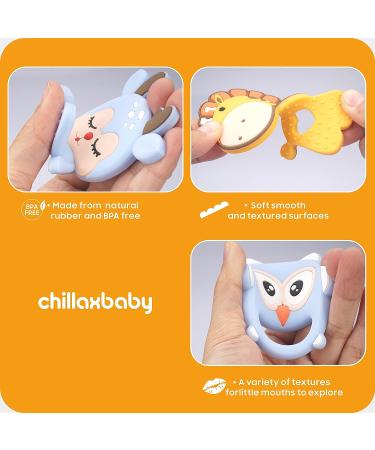 CHILLAX Teether Toys - Soothing Baby Teething Relief | Easy-to-Grip Non-BPA Silicone Teethers for Babies | Dishwasher-Safe | Ideal Shower Gift for Infants 3+ Months - Buy Online on GoSupps.com