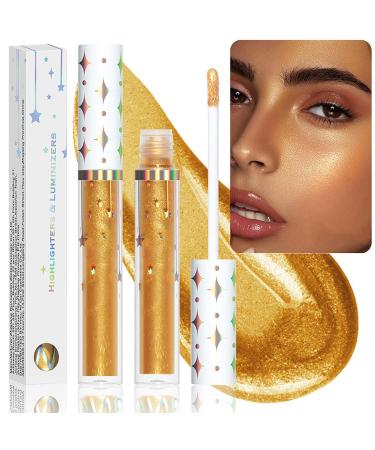 Liquid Highlighter for Face - Liquid Luminizer Sticks Waterproof Glow Liquid Highlighter Long Lasting Highlighter Shimmer for Cheeks 02# 1 count (Pack of 1)