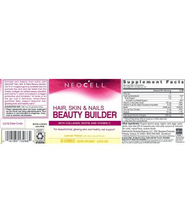 NeoCell Collagen + Vitamin C & Biotin Gummies - Hair, Skin & Nails Support | Collagen Type 1 & 3 | Lemon Flavor - 60 Count - Buy Online on GoSupps.com