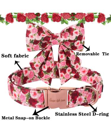 Unique Style Paws Dog Collar | Adjustable & Comfortable Peony Cotton Collar for Boys & Girls | XS (20.3 30.5 cm) with Metal Buckle - Buy Online on GoSupps.com