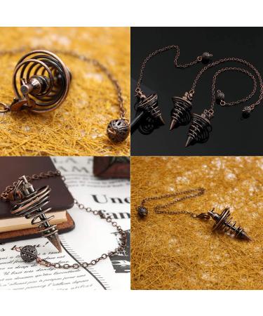 Jikekiroto Gilded Metal Pendulum Set - 2 Esoteric Spiral Pendulums with Chain for Reiki Healing & Energy Therapy - Buy Online on GoSupps.com