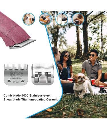Detachable Pet Dog Grooming Ceramic Blades Compatible with Andis Size-5FC Cut Length 6.3mm 1/4 Compatible with Oster A5 Wahl KM Series Clippers - Buy Online on GoSupps.com