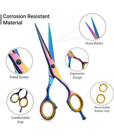 Hairdressing Scissors - Multicolor Hair Scissors Stainless Steel Barber Scissors and Razor Blade Hairdressers Scissors UK for Salons Barbers Women - Buy Online on GoSupps.com