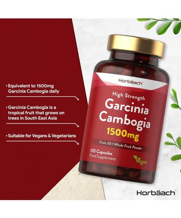 Garcinia Cambogia 1500mg 120 Vegan Capsules | High Strength Whole Fruit Powder | Premium Quality Supplement by Horbaach - Buy Online on GoSupps.com