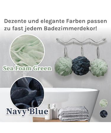 Buy Myhomebody Large 70g Luffashwamm - Gentle Peeling Body Scrubber & Shower Sponge with Activated Carbon - 3 Pack Sea Foam Green & Navy Blue - Buy Online on GoSupps.com