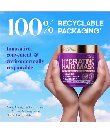 Hydrating Hair Mask for Dry Damaged Hair | Keratin Argan & Coconut Oils | Biotin & Collagen Deep Conditioner - Sulfate & Paraben-Free - 10 oz - Buy Online on GoSupps.com